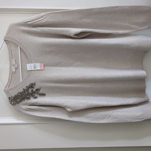 Loft sweater with shoulder embellishments